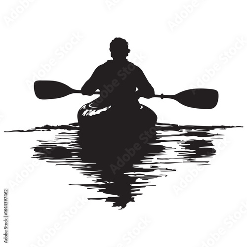 Silhouette of a Kayaker on Water