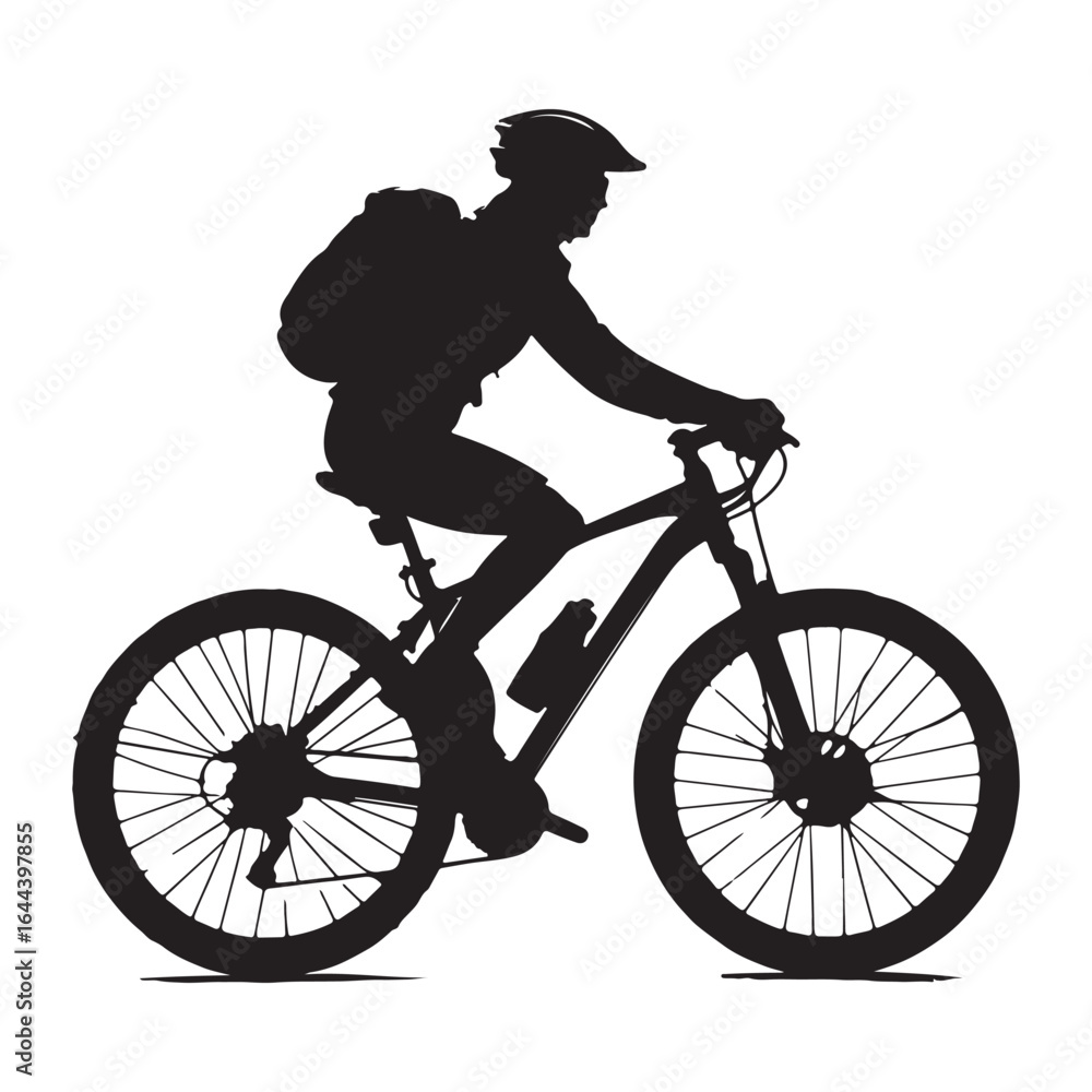 Obraz premium Silhouette of a Cyclist Riding a Road Bike