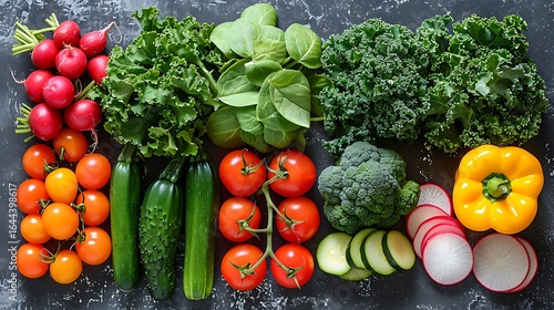 Fresh organic vegetables arranged in row illustration images