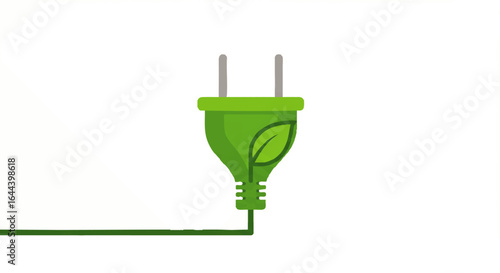 Eco-friendly green power plug with a leaf symbol, representing renewable energy and sustainability.