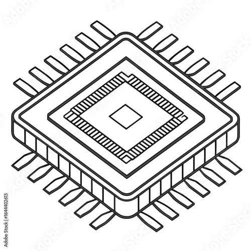 Precise line art of a faceted crystalline processo.