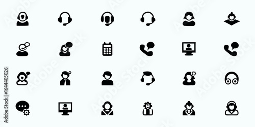 IT Support & Helpdesk Line Art Vector Icons — Customer Service, Technical Assistance, Troubleshooting, Remote Support, and Helpdesk Tools

