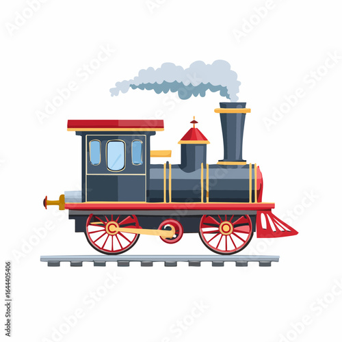 Steam historic locomotive on the rail