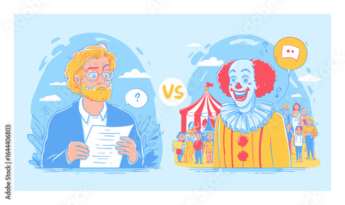 Confusion Between Seriousness and Humor in Cartoon Style Illustration