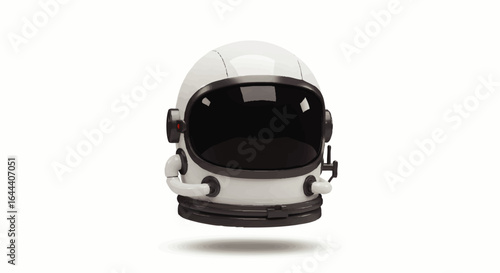 Futuristic White Astronaut Helmet with Reflective Black Visor and Gray Accents