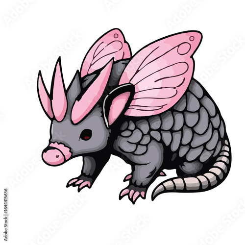 Pink Fairy Armadillo Illustration