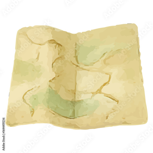Vintage Paper Travel Map Watercolor Illustration