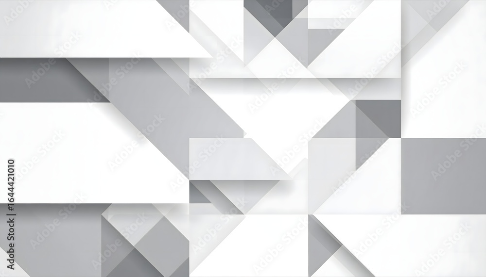 Obraz premium Abstract monochrome geometric background with overlapping triangles and rectangles, creating a modern and clean design for a business presentation.