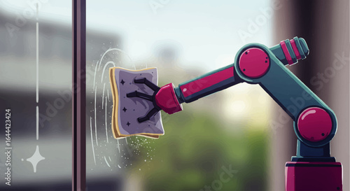 Robotic Arm Cleaning Window with a Cloth
