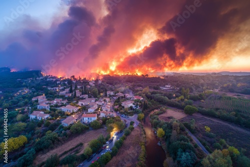 Narbonne's scenic village engulfed in flames: aerial perspective. France fire crisis. Historic blaze in aude: france confronts its most severe wildfire. Evacuation alert. Southern blaze.