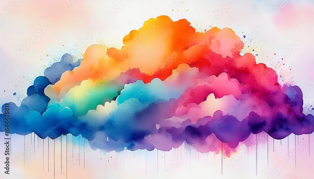 Fototapeta premium vibrant watercolor cloud with multicolor gradient