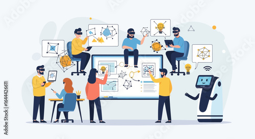 Innovative team collaboration using augmented reality and robotic assistance in modern workspace