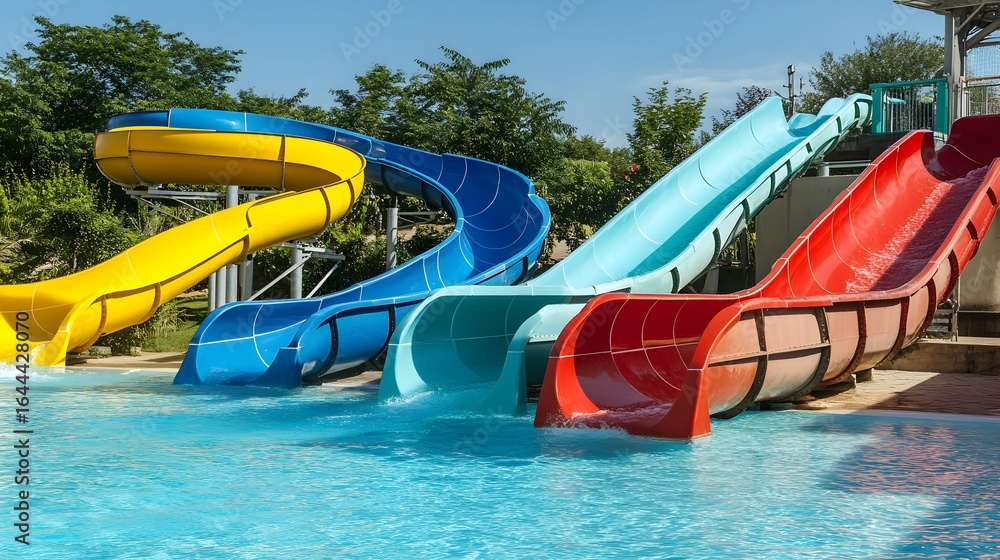 Colorful Water Slides at Waterpark Colorful Water Slides at Waterpark