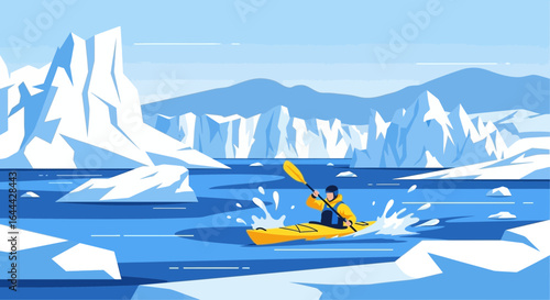 Kayaking Adventures Through Frozen Arctic Waters with Iceberg Landscapes
