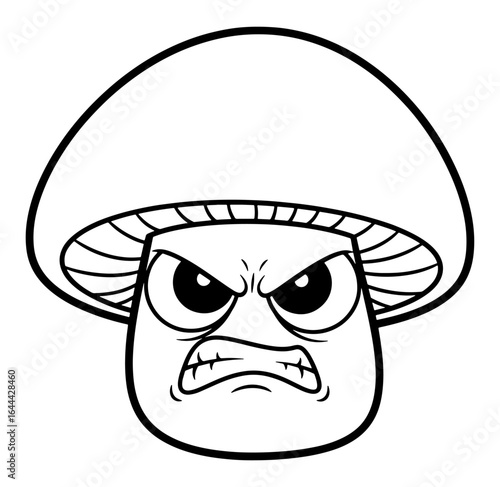 Angry Mushroom Cartoon Character Outline