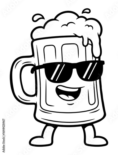 Cool Beer Cartoon Character with Sunglasses and a Smile