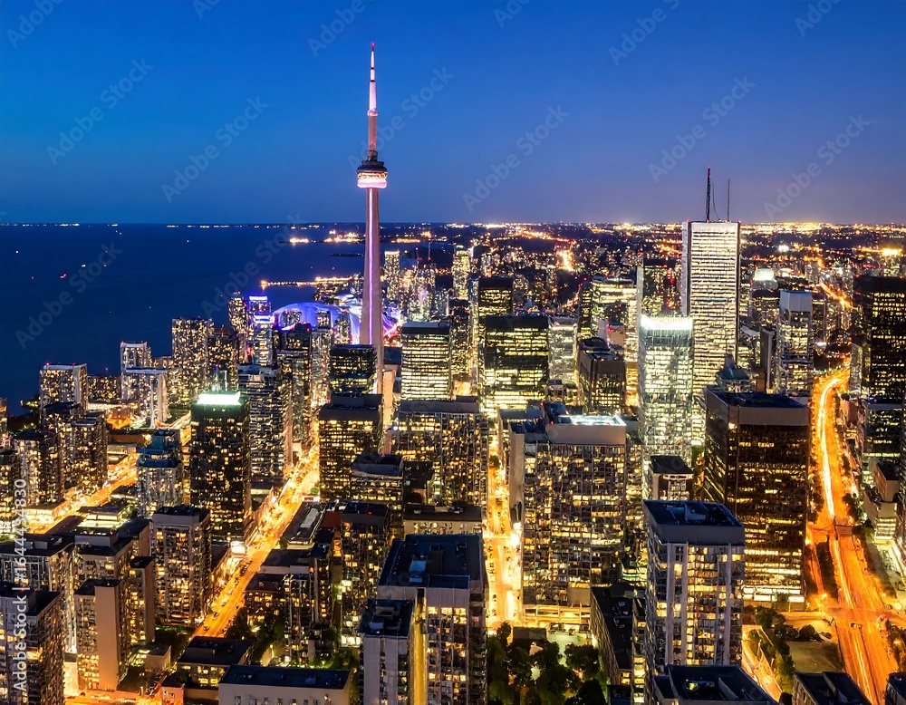 custom made wallpaper toronto digitalCity lights at dusk