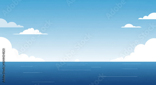 Serene Ocean View Background With Light Blue Sky And Calm Water Surface