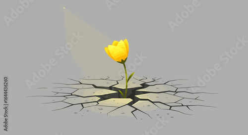 Resilience and hope emerge from cracks a flower blossoming in adversity symbolising perseverance and strength