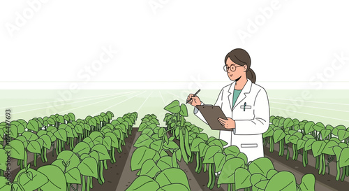 Scientist in a Farm Analyzing Plants for Quality Control and Future Development