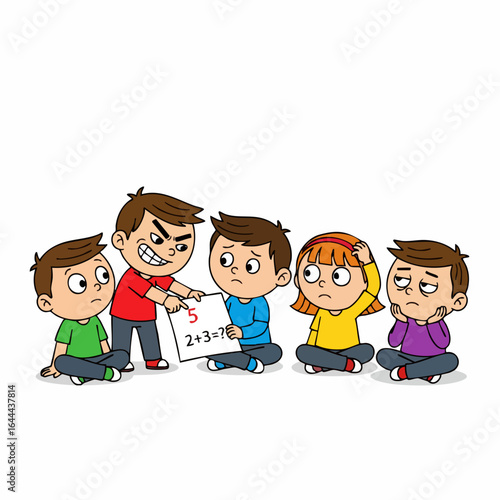 Colorful Flat Style Bullying Illustration Involving Children with Social Issue Theme