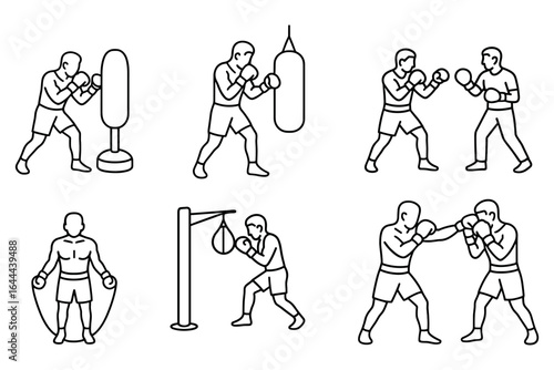 Boxing training and sparring icon set.Vector
