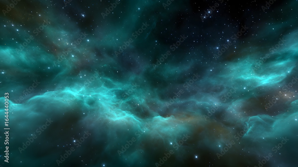Naklejka premium A vast expanse of space filled with swirling nebulae.