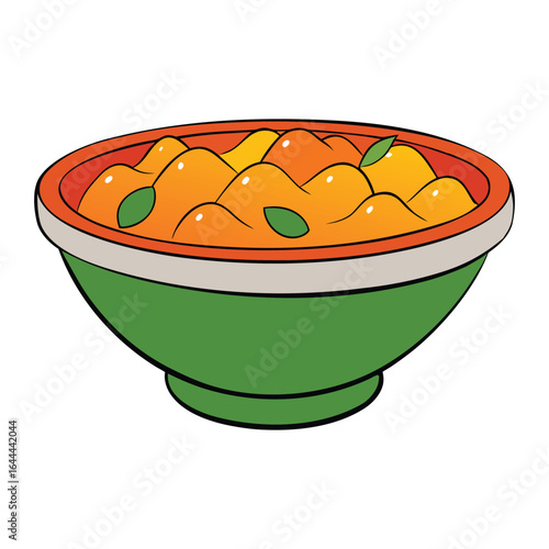 A vibrant bowl of mango salsa, bursting with juicy mango chunks, crisp onions, fresh cilantro, and zesty lime, perfect for adding tropical flavor to any dish.
