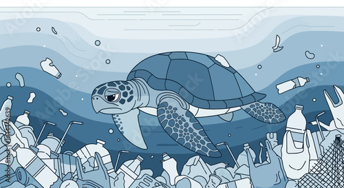 The sorrowful sea turtle swims amidst plastic pollution: a call for environmental action