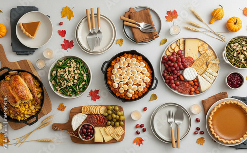 Wallpaper Mural Artistic Flatlay Of Friendsgiving Potluck With Various Homemade Dishes Torontodigital.ca