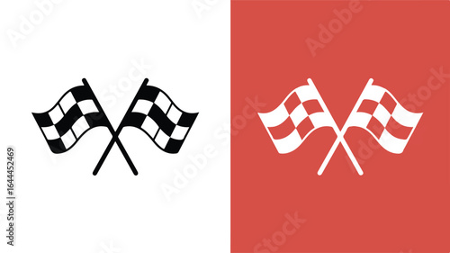 Two Racing Flags One Black White Other Red White checkered flag