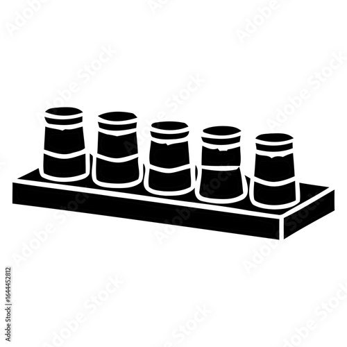 Silhouette of Beer Flight Set, Craft Beer Tasting Sampler in Black and White