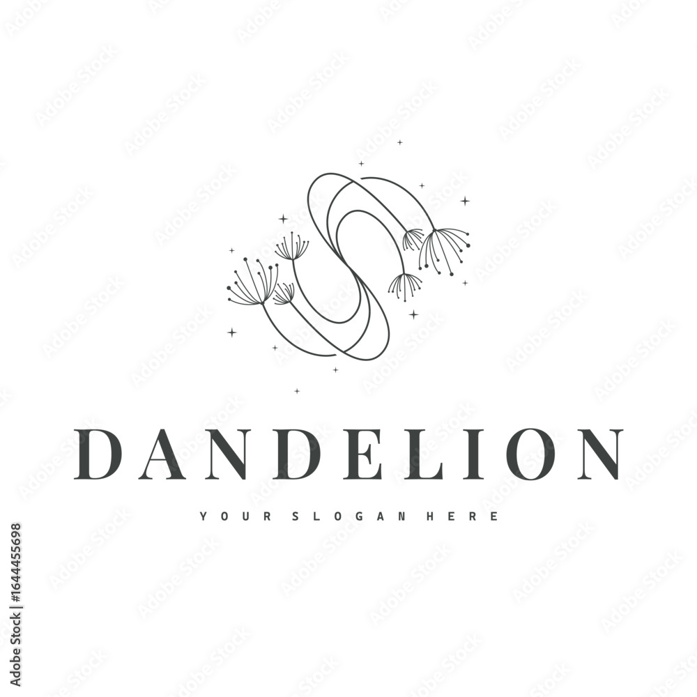 Obraz premium Dandelion Flower Logo Design Simple Minimalist Symbol Template