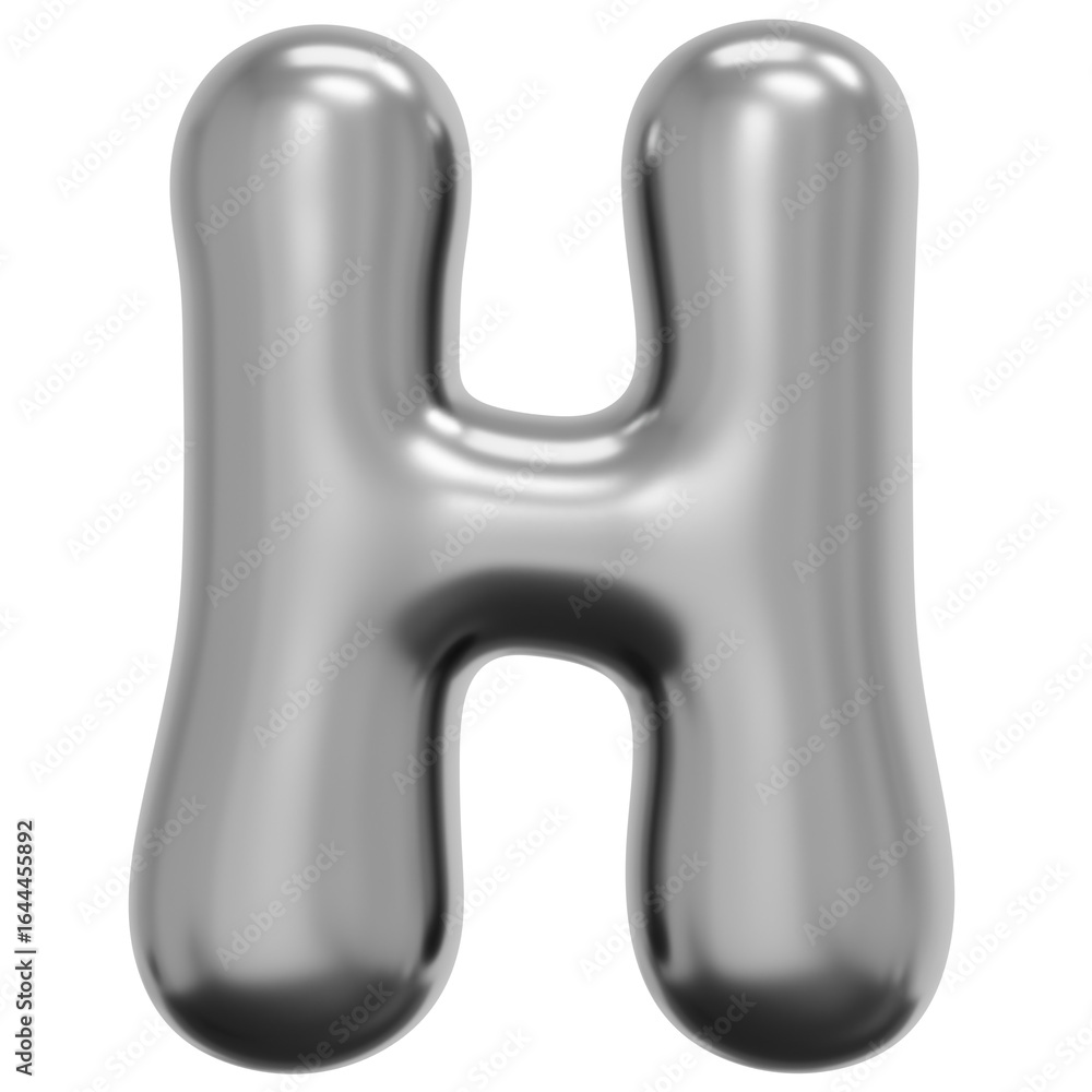 Fototapeta premium 3D Liquid Chrome H Icon