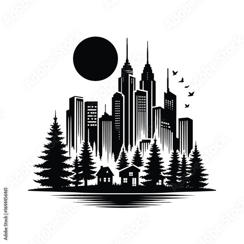 real estate vector silhouette clip art logo design concept illustration