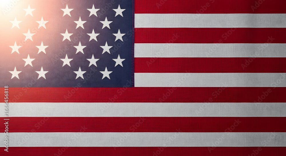 Fototapeta premium United States of America Flag: The flag of the United States of America, a symbol of freedom and unity, proudly displays its stars and stripes.