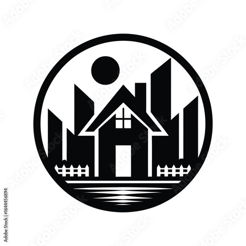 real estate vector silhouette clip art logo design concept illustration