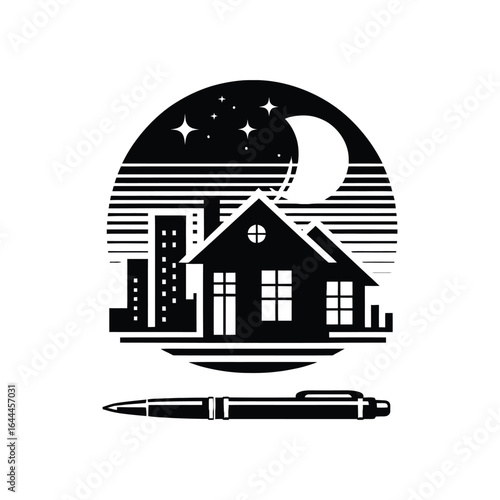 real estate vector silhouette clip art logo design concept illustration