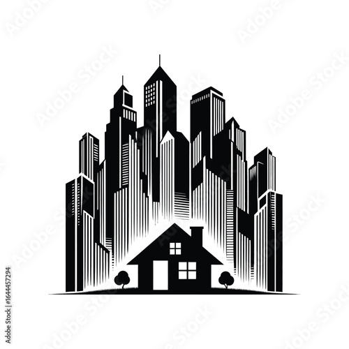 real estate vector silhouette clip art logo design concept illustration