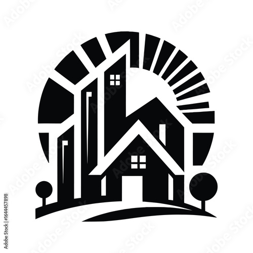 real estate vector silhouette clip art logo design concept illustration