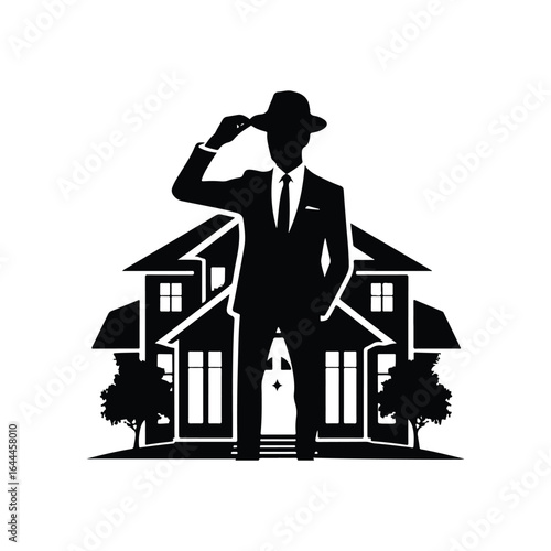 real estate vector silhouette clip art logo design concept illustration