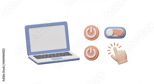 Laptop and power button icons