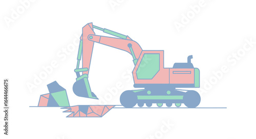 Minimalist Excavator Illustration