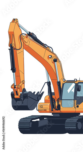 Orange Excavator Illustration