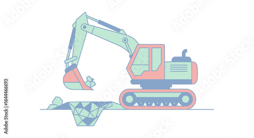 Modern Excavator Mining Gemstones