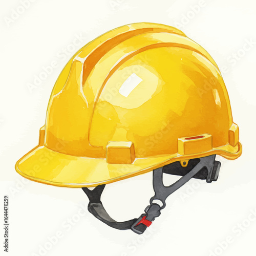 Watercolor Illustration of a Yellow Construction Hard Hat