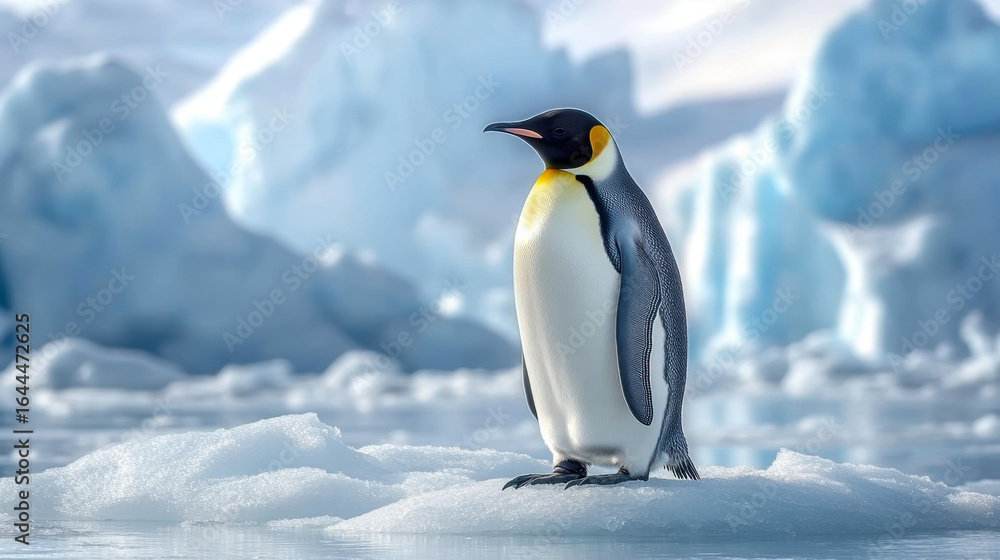 Fototapeta premium penguin stands gracefully on an ice floe in Antarctica
