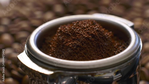 Wallpaper Mural Closeup of Freshly Ground Coffee Beans in Portafilter 3. Torontodigital.ca