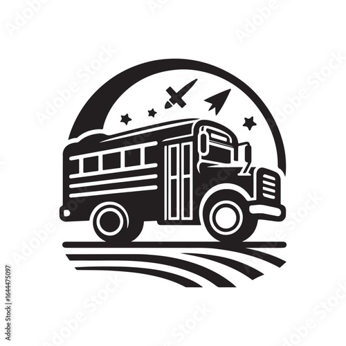 school bus  vector silhouette outline logo design illustration 