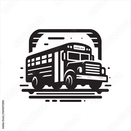 school bus  vector silhouette outline logo design illustration 